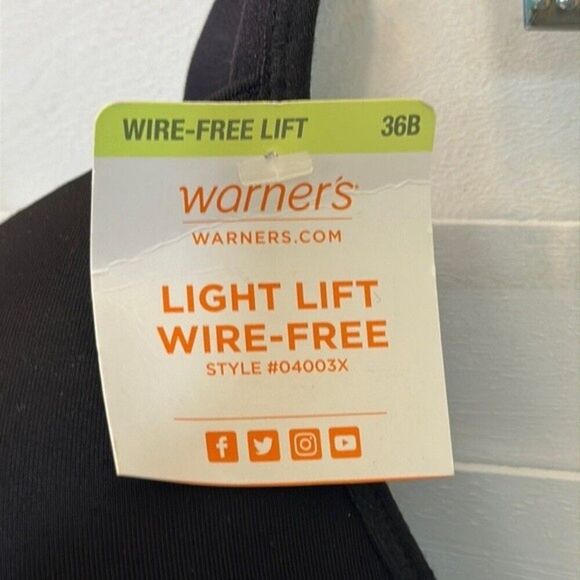 Warner's Bra 36B Black Elements Of Bliss Light Lift Wireless NWT - Picture 6 of 16